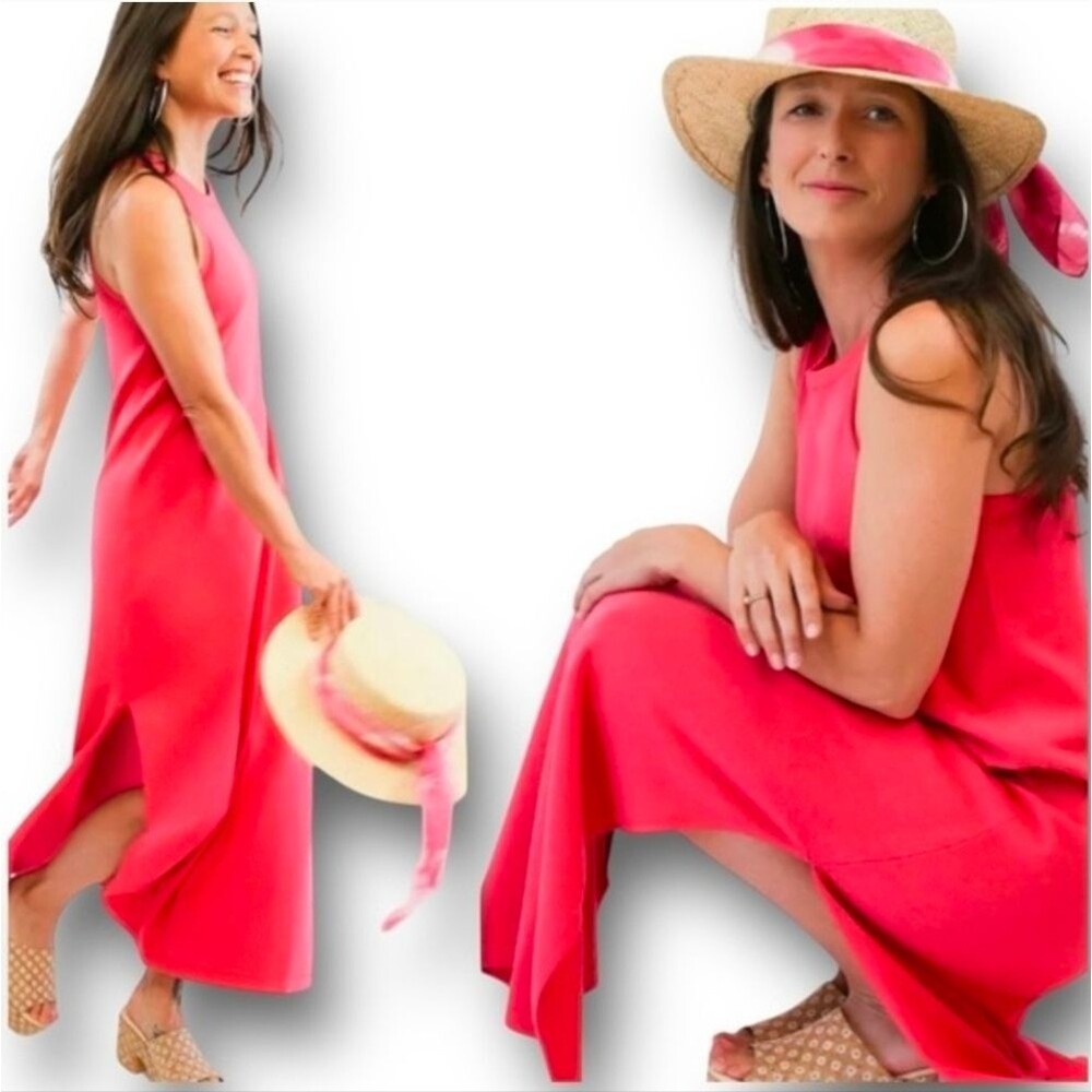 Due Per Due Sleeveless Linen Long Maxi Dress, Size 14